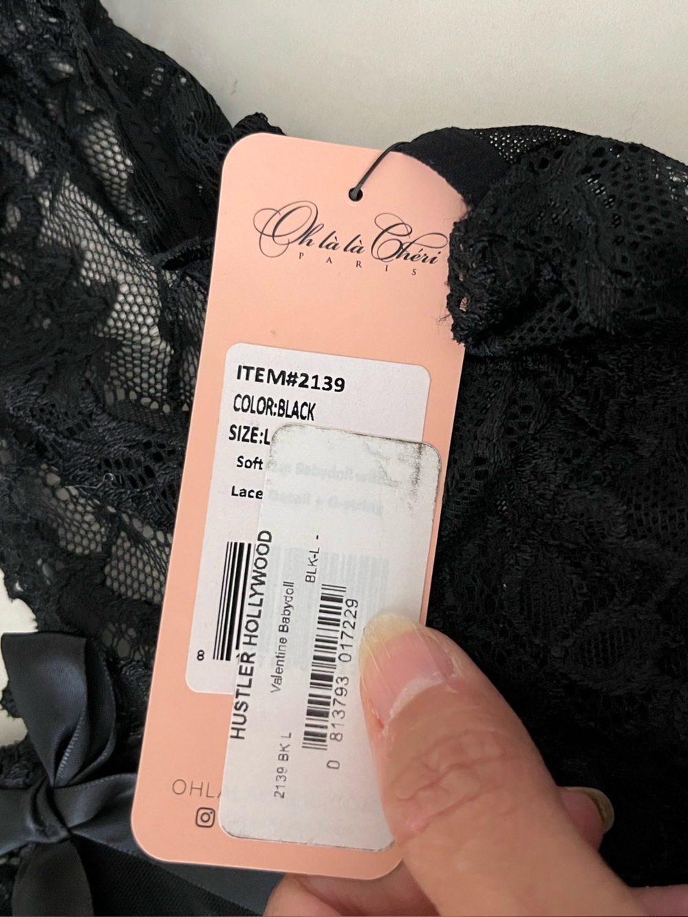 Oh La La Cheri VALENTINE LACEY BABYDOLL - BLACK - Picture 4 of 9